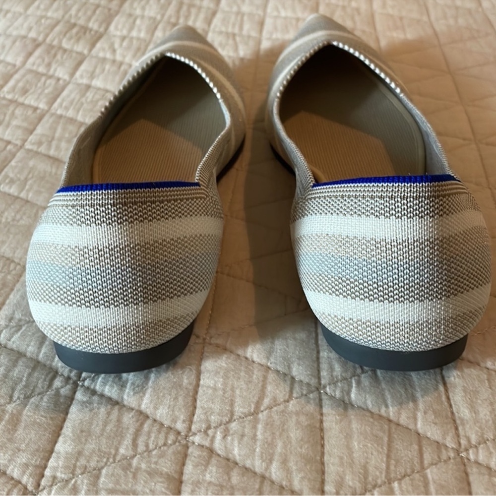 Rothy's W11.5 Pointed flats Cream Light Blue TanMetallic Stripe - Picture 3 of 8